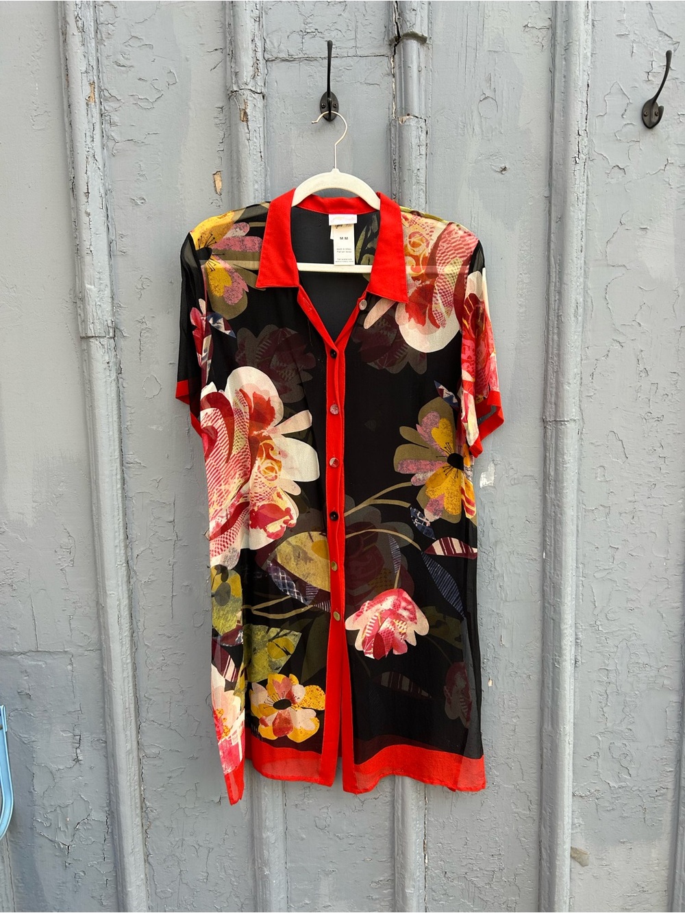 Gottex Black Silk Floral Swim Cover up, size M